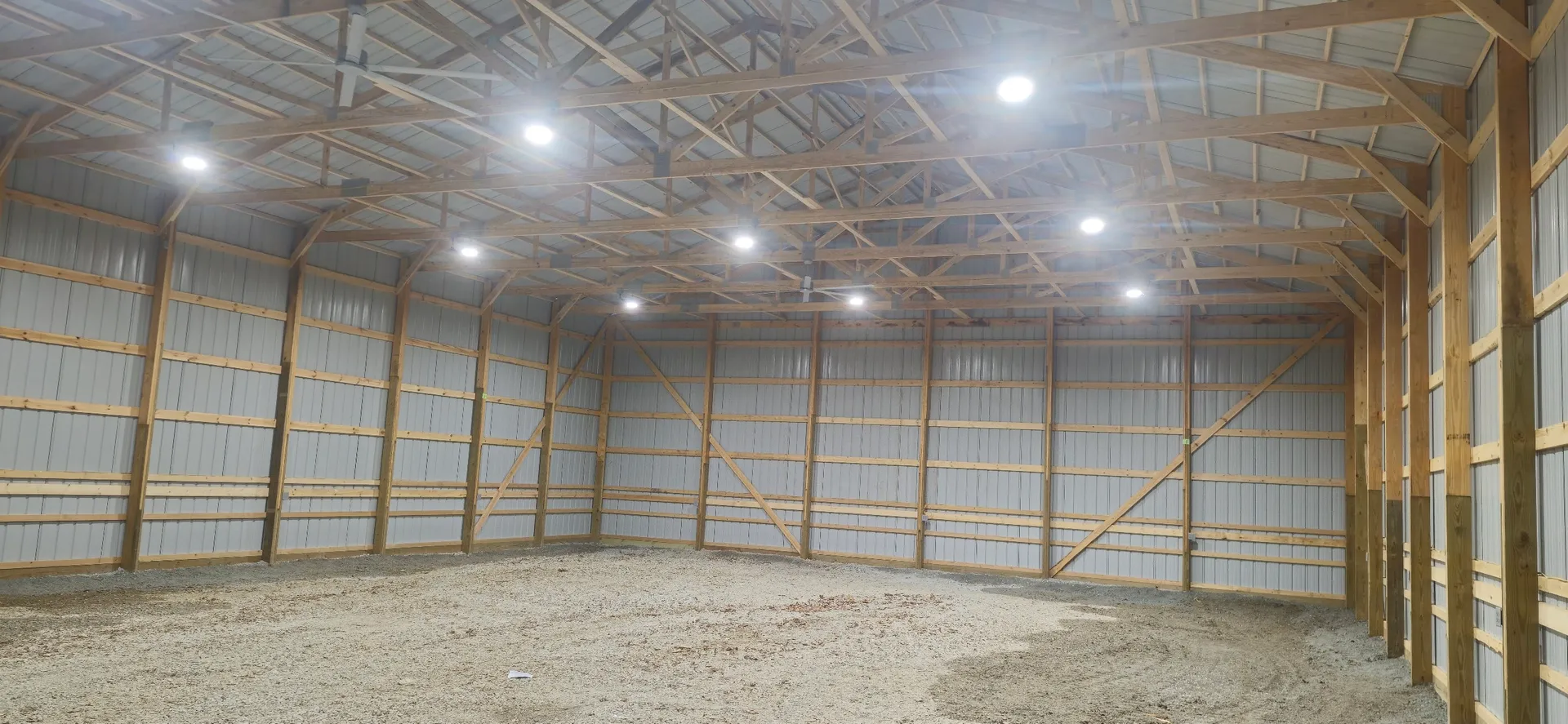 Commercial warehouse with spray foam on ceiling and walls